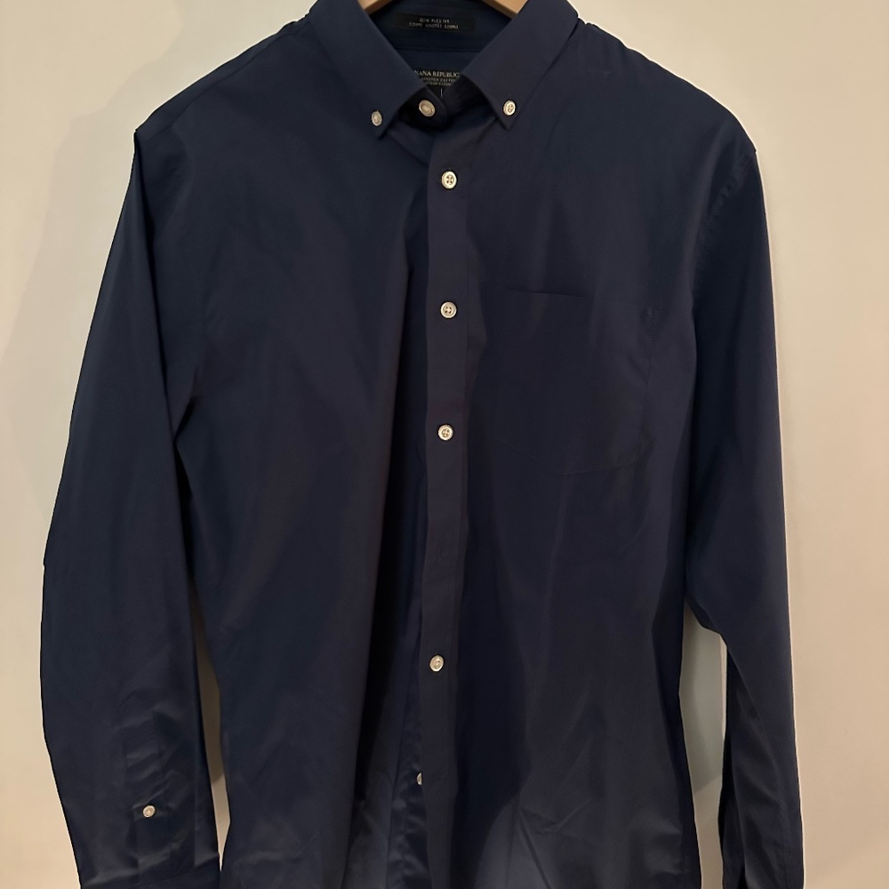 Semi-Spread Collar Polo Long Sleeve Navy